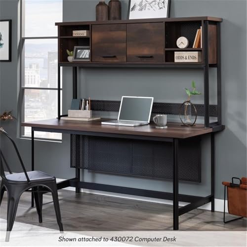 Large Office Desk Hutch with Adjustable Shelves and Hidden Storage