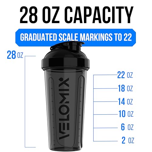 VELOMIX 2 Pack 28oz Protein Shaker Bottle with Wire Whisk, Leak Proof Gym Cup