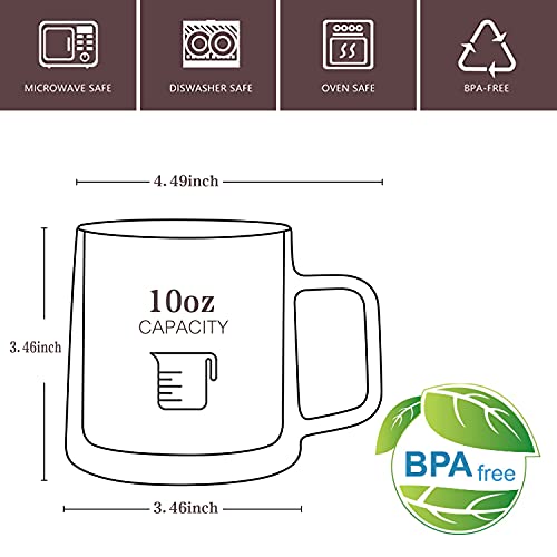 CNGLASS 10oz Set of 2 Double Wall Insulated Glass Coffee Mugs with Handle
