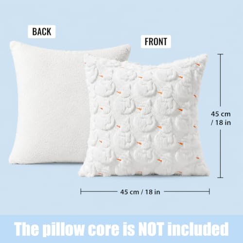 CAIBO 2-Pack Christmas Snowman Pillow Covers 18x18 Inches Faux Fur Decor