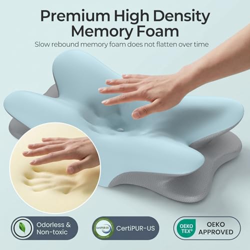 Cervical Neck Pillow for Pain Relief - Ergonomic Memory Foam Support
