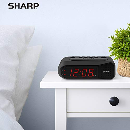 Digital Alarm Clock for Heavy Sleepers - Dual Alarm, Red LED, Battery Backup