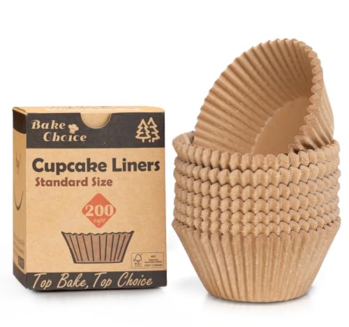 200 Pcs Non-Stick Cupcake Liners - Food-Grade Parchment Baking Cups