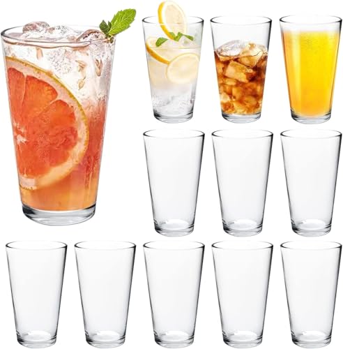 QAPPDA 12 Pack 17oz Clear Glass Drinking Glasses Set - Cocktail & All-Purpose Tumblers
