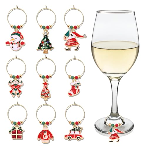 FAERLIIRY Holiday Wine Glass Charms Set of 9 Horseshoe USA Flag Rainbow Pride – Christmas Derby Party Drink Markers