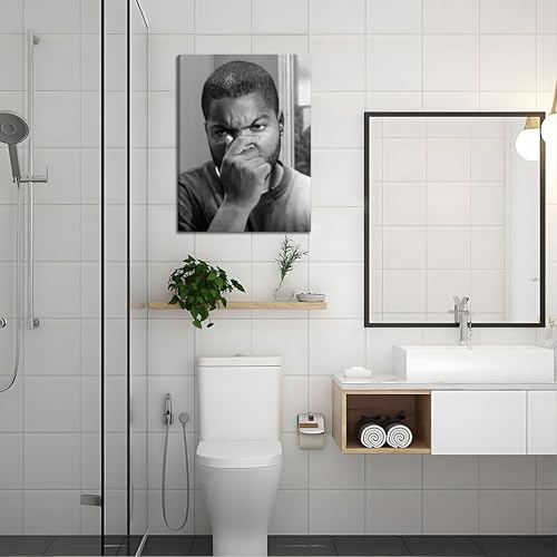 Funny Bathroom Canvas Wall Art Set - Vintage Black & White Comedy Movie Posters 12x16in