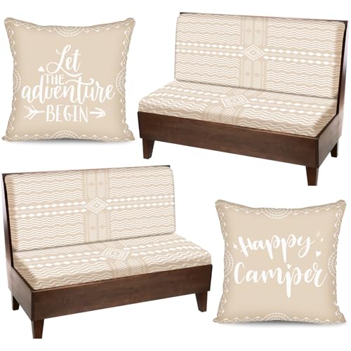 RV Dinette Cushion Covers Set - 6 Pcs Stretch Washable with Boho Design