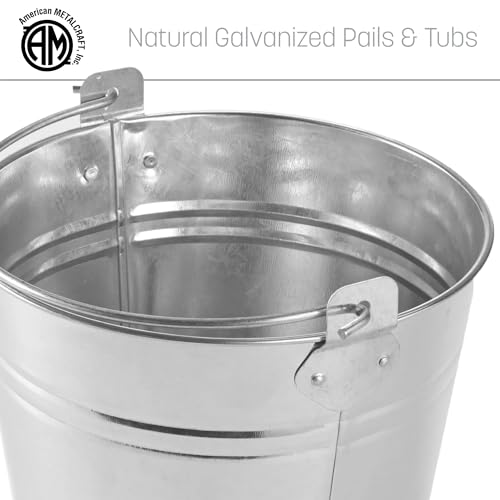 American Metalcraft 1.16-Gallon Galvanized Steel Pail with Handle - Natural Silver, 8 Inch Diameter