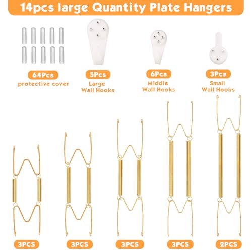 Invisible Wall Plate Hangers Set - 14-Piece Stainless Steel Display Holders