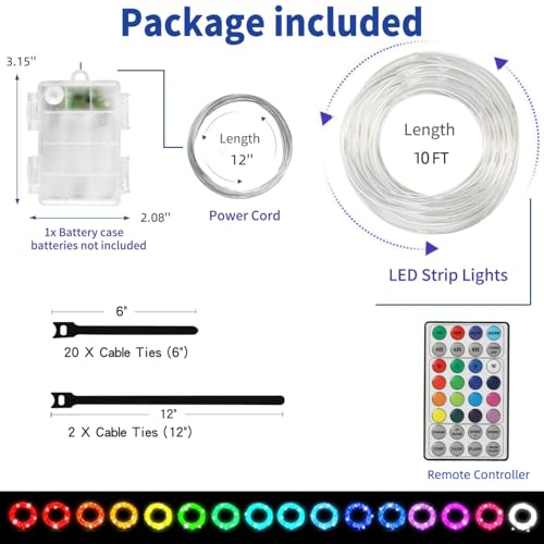 10ft Multicolor LED Stroller Light for Night Walking, Waterproof RGB Rope