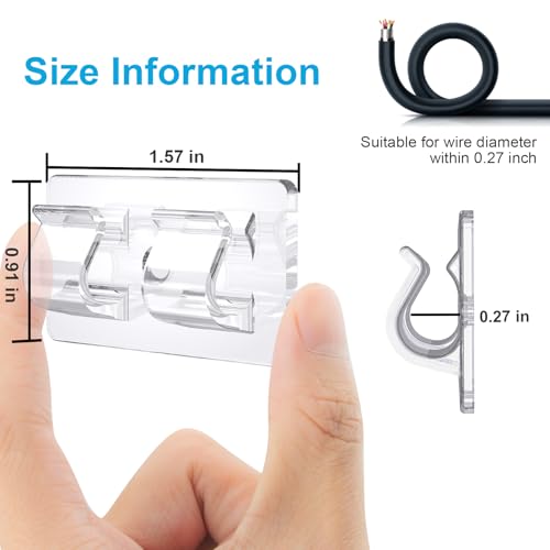 TidyHelper 30 PCS Heavy Duty Clear Adhesive Hooks for Outdoor String Lights