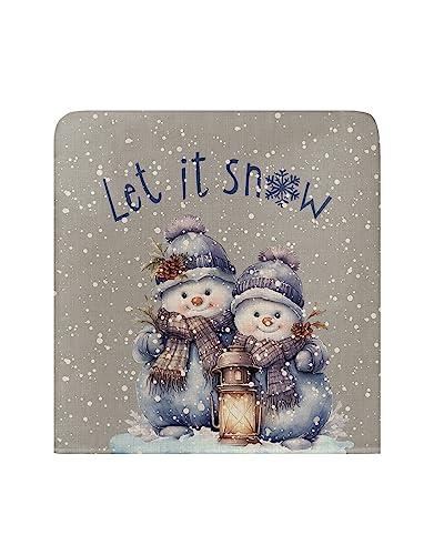 AMZRicher 4-Pack Grey Christmas Snowman Chair Back Covers for Dining Chairs Winter Holiday Decor