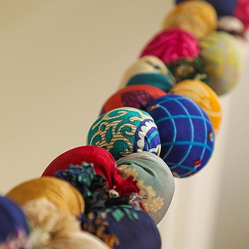 Desi Favors Handmade Kantha Saree Bead Garland Multi Color 6.5 FT Boho Xmas Banner
