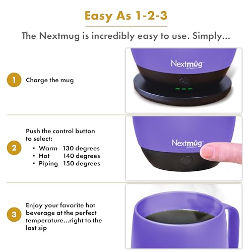 Nextmug 14oz Temperature-Controlled Self-Heating Coffee Mug - Violet