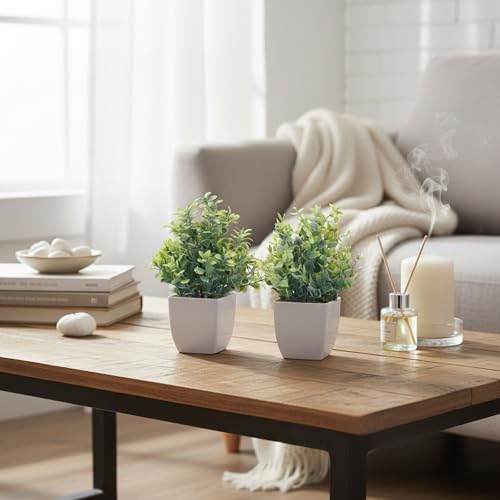 4 Pack Small Artificial Potted Plants - 7-Inch Mini Faux Greenery for Decor