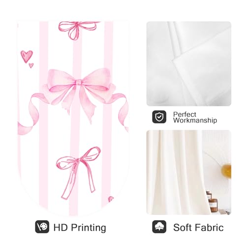 Pink Bow Curtains for Girls Room - 42x63 Inch Rod Pocket Drapes
