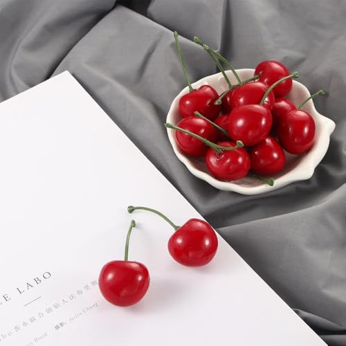 20pcs Lifelike Red Artificial Cherries - Decorative Fruit Ornaments
