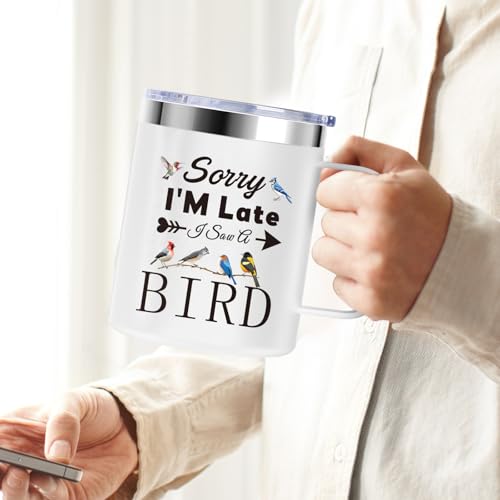 Bird Watching Insulated Mug Tumbler with Handle – 12oz BPA-Free, for Ornithologists & Bird Lovers (Variation: bird watching)