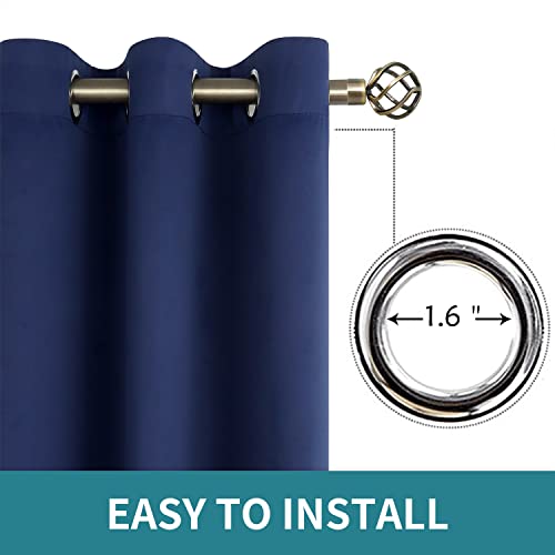 Navy Blue Blackout Curtains - Thermal Insulated Grommet Drapes (Set of 2, 38x54 Inch)