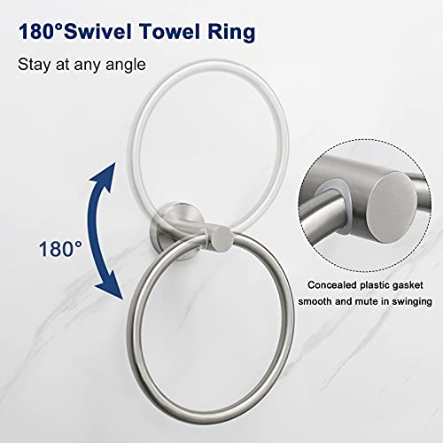 NearMoon Stainless Steel Bathroom Towel Ring - Wall Mounted Brushed Nickel