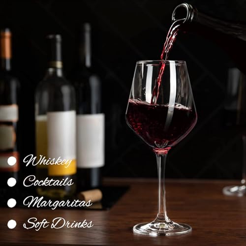Unbreakable Tritan Wine Glasses, 15oz Stemmed Set of 4, Dishwasher Safe