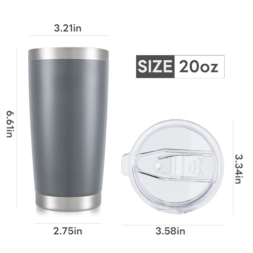 Orebigo 20 oz Tumbler with Lid, Gray - Stainless Steel Vacuum Insulated Cup
