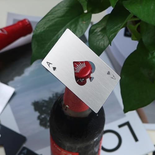 Zhtulck 12Pcs Credit Card Bottle Openers - Stainless Steel Ace of Spades Design, Wallet Size Beer Opener for Parties & Gifts