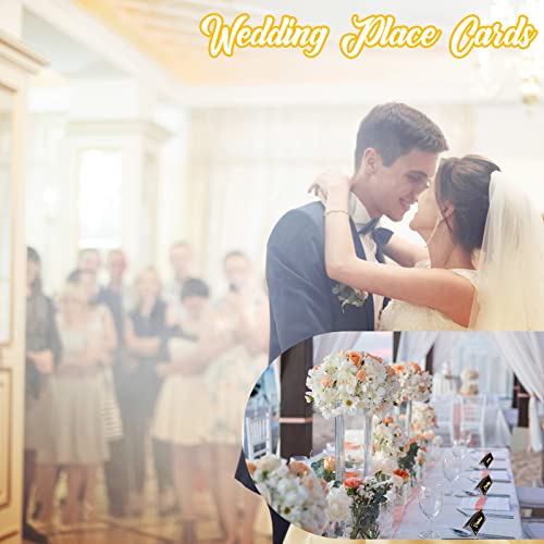100 Pcs Black Place Cards with Gold Foil Border and Pen for Weddings