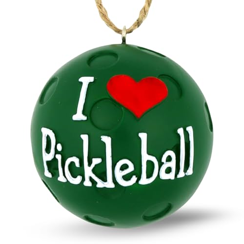 Needzo Green Pickleball Christmas Ornament with Santa Hat - Holiday Decor