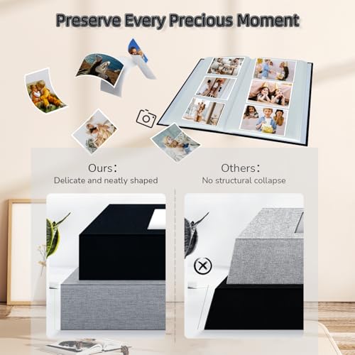 Linen 4x6 Photo Album - 300 Pocket Slip-in Picture Book for Family Memories