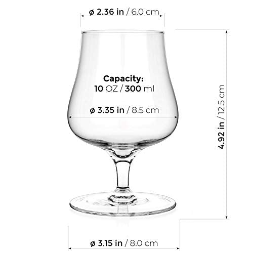 LUXBE Handcrafted Lead-Free Crystal Brandy & Cognac Glasses Set of 4 - 9.5oz, Modern Design