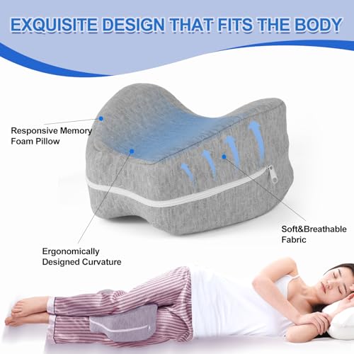 Memory Foam Knee Pillow for Side Sleepers - Ergonomic Leg Support