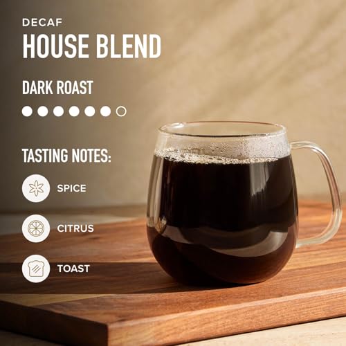 Decaf House Blend Dark Roast Coffee Pods - 32 Count, High-Grown Arabica, Smooth & Rich, Compatible with All Single Serve Brewers - Variation of THIS listing