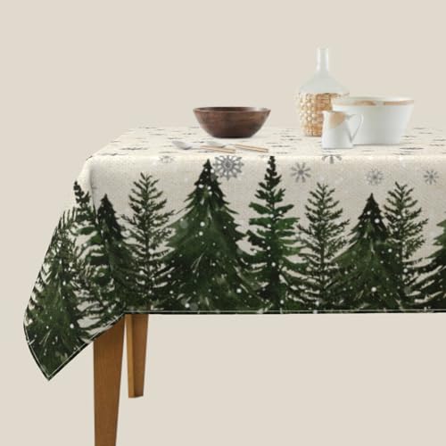 Lvhompro Christmas Trees 54x54 Inch Square Tablecloth - Water-Resistant, Spill-Proof Polyester Table Cover