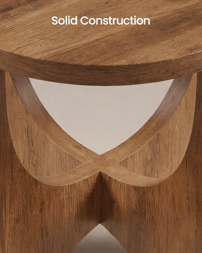 2-Tier Small End Table, Mid-Century Modern Accent Nightstand with Shelf