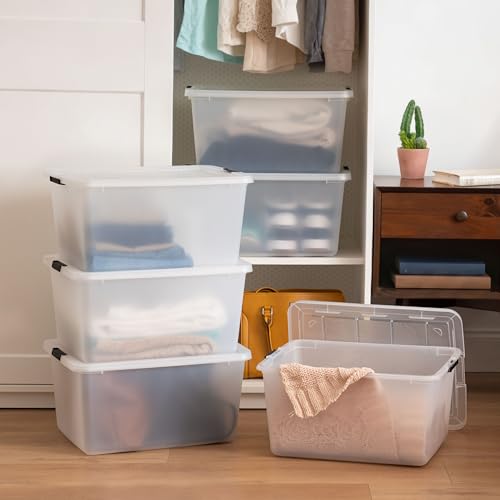 IRIS USA 32.5 Quart Plastic Storage Box with Latching Lid 6-Pack