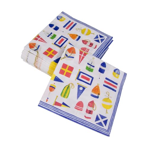 Caspari Nantucket Paper Cocktail Napkins - 20 Count, Eco-Friendly, Model 1