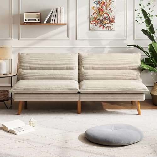 71-Inch Corduroy Convertible Futon Sofa Bed with Adjustable Backrest