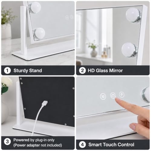 ZBOCAI 13'' x 11'' Lighted Makeup Mirror with 12 Dimmable Bulbs & 3 Color Modes