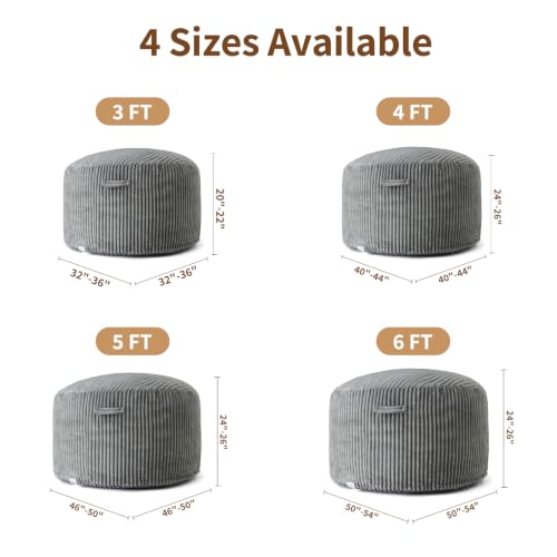 3FT Memory Foam Bean Bag Chair - Ultra-Soft Plush Striped Lounge Seat
