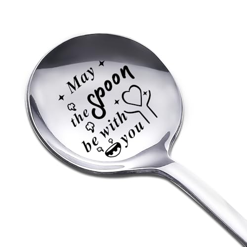 Yaozeio Stainless Steel Soup Spoons Set - Engraved Gift for Family & Friends