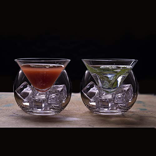 Set of 2 LemonSoda Stemless Martini Glasses with Chiller - Elegant Cocktail Glassware