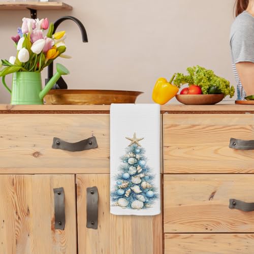 Christmas Seashell Beach Towels - Coastal Ocean Kitchen Hand Towels - Variation: Christmas01