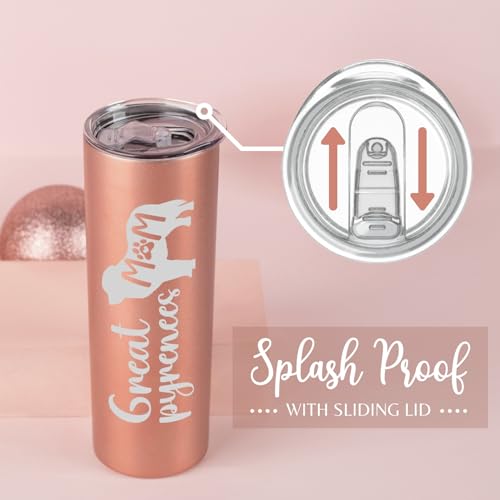 Great Pyrenees Mom 20 oz Stainless Steel Insulated Tumbler — Rose Gold Gift