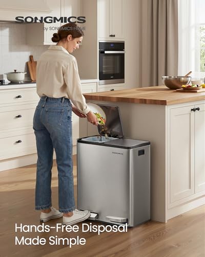 Double Compartment Stainless Steel Trash Can 2 x 8 Gallon