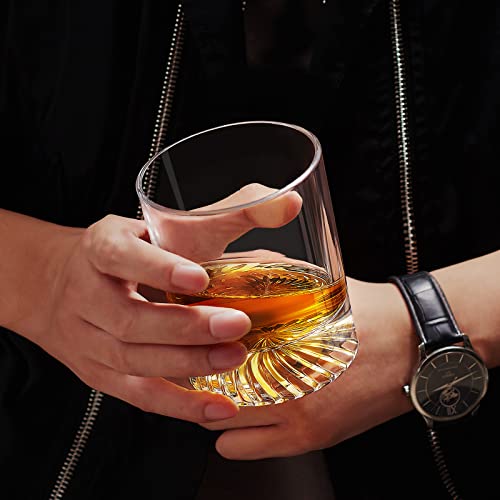 OPAYLY Set of 4 12oz Old Fashioned Whiskey Glasses - Heavy Lead-Free Crystal, Gift for Men & Women