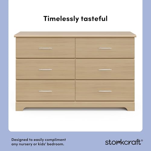 6-Drawer Wood Bedroom Dresser, Modern Nursery Storage Chest with Safety System