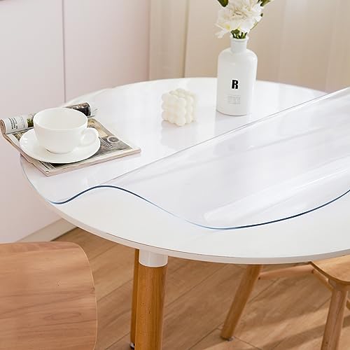 42-Inch Round Clear Table Protector, 1.5mm Thick Waterproof PVC Cover