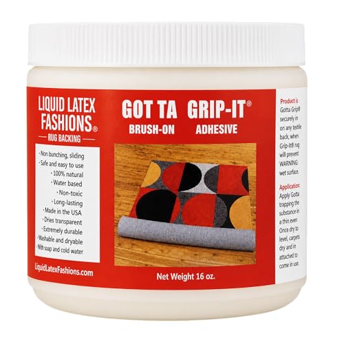 Non-Slip Rug Backing Adhesive - Natural Rubber Latex for Area Rugs, 16 Oz