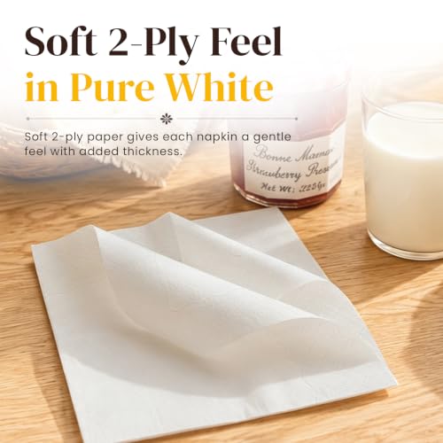 4.5x4.5 Inch White 2-Ply Cocktail Napkins - 1200 Count (12 Packs of 100) for Weddings & Parties